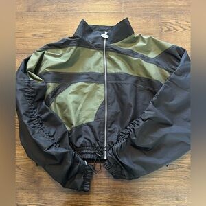 REEBOK X CARDI B WOVEN JACKET Zip Front in Black and Olive women’s size 2X